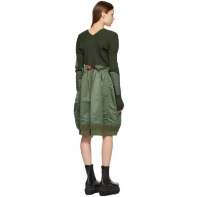NEW Sacai Khaki Nylon Twill V-Neck Dress in Khaki Size 3 #DD333 | eBay