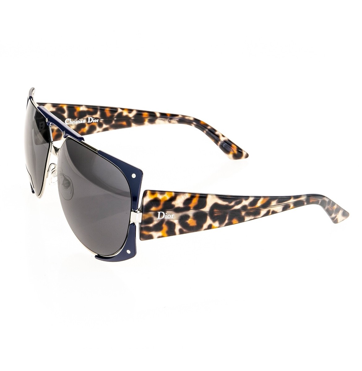 CHRISTIAN DIOR ENIGMATIC Silver Blue Leopard Print Oversized Mask