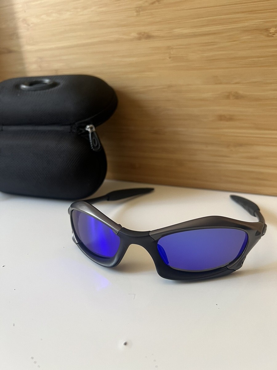Y2K Vintage Oakley Splice - Ice Blue Iridium Lens - Black Frame