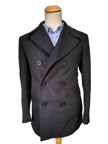 Vintage Gap Navy Blue Wool Large Button Pea Coat XS | eBay