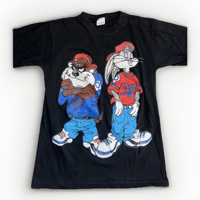 Vintage 90s Bugs Bunny & Taz Looney Tunes Hip Hop T-Shirt Black