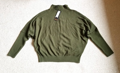 NWT $78 Womens Sweater-TRUTH BY REPUBLIC-green rayon knit ribbed