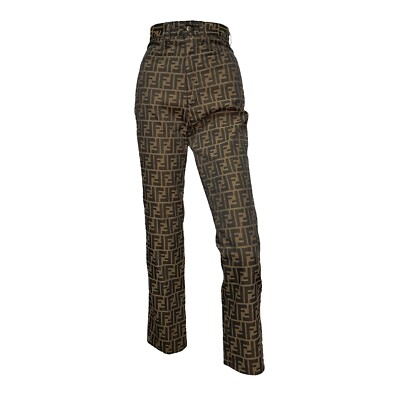 FENDI Vintage FF Zucca Monogram High Rise Straight Leg Pants | eBay