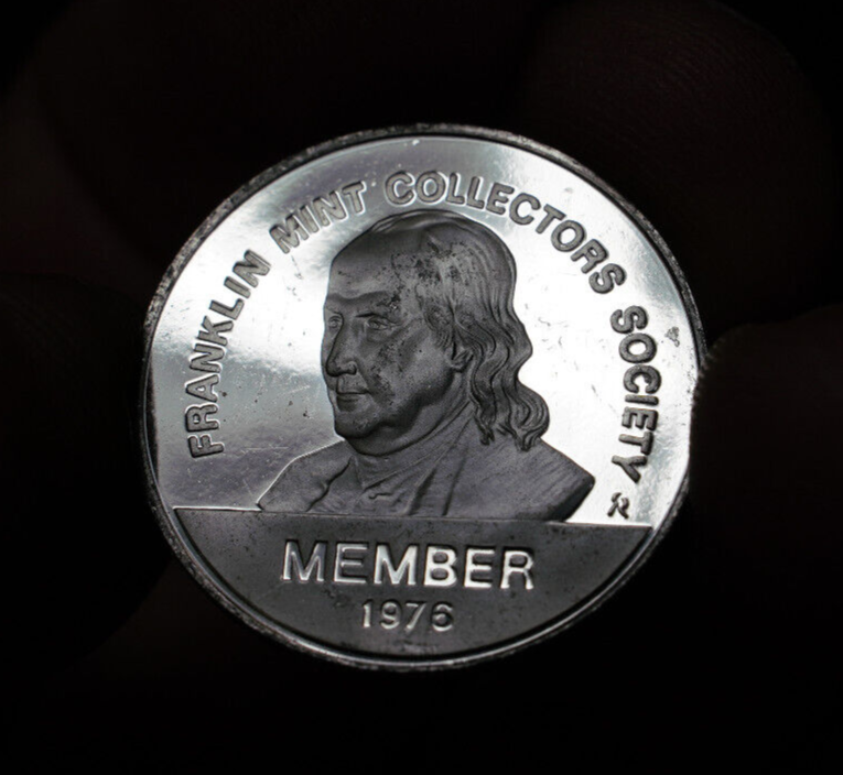 1976 Franklin Mint Collectors Society Member 925 Silver Art Bar