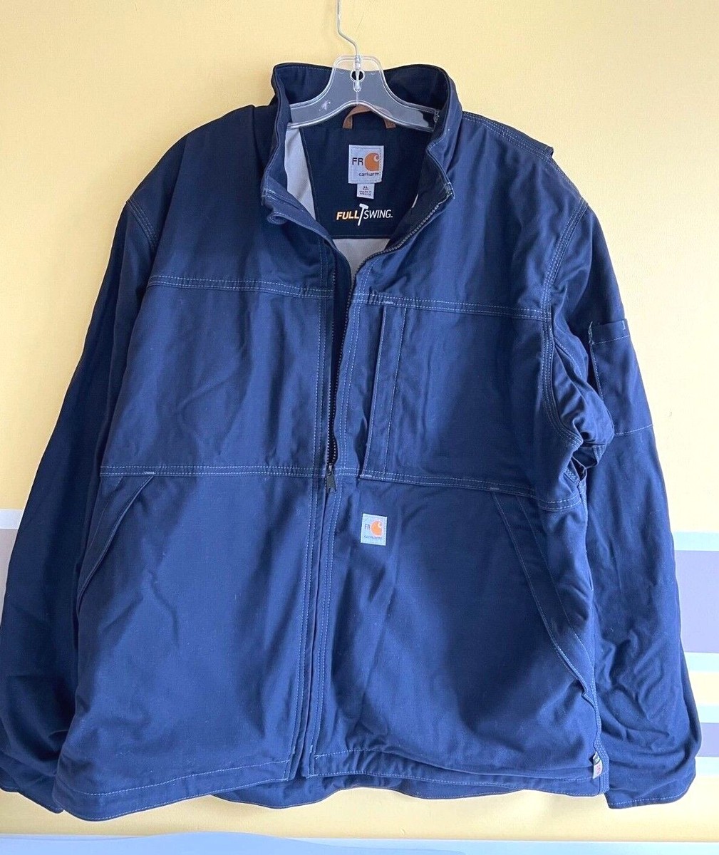 Carhartt Men Flame Resistant Full Swing Quick Duck Jacket Navy