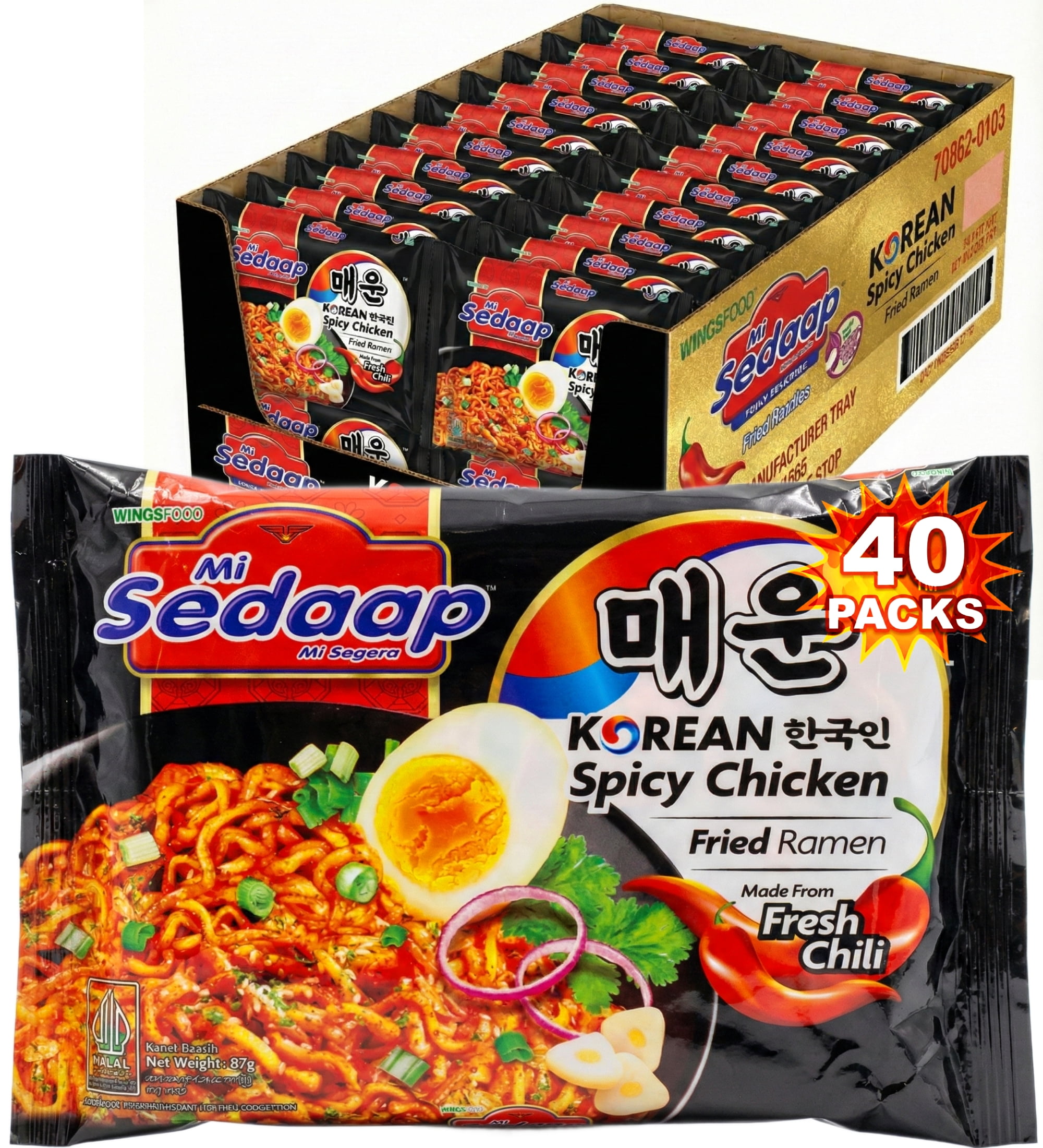 Mi Sedaap Instant Noodles, Korean Style Spicy Chicken Flavor, 3.03