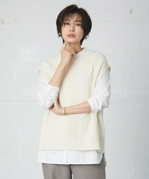 セール】 【洗える】アラン ニットベスト （ベスト）｜L size ONWARD