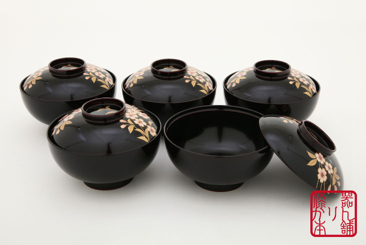 楽天市場】雑煮椀 蓋付き フタ付き 円山吸物椀揃(溜) 5客セット 日本製