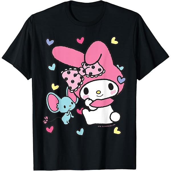 Amazon.com: My Melody Backside Logo Tee Shirt T-Shirt : Clothing