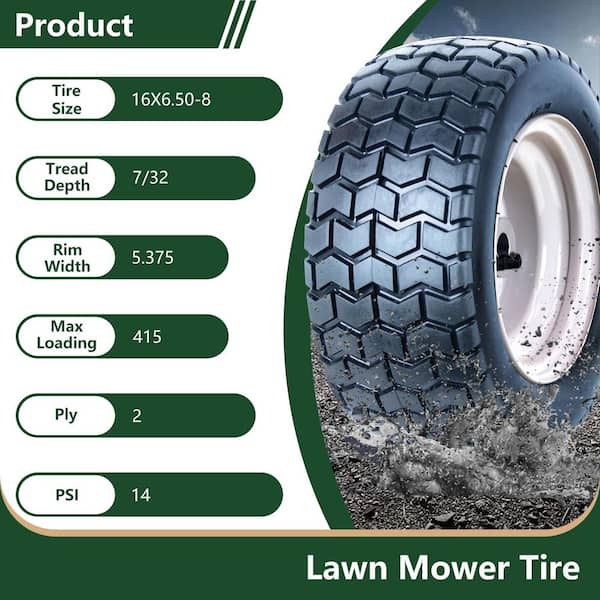 Hi-Run Lawn/Garden Tire 16 in. x 6.50 in.-8 2Ply SU12 Mounted on 8