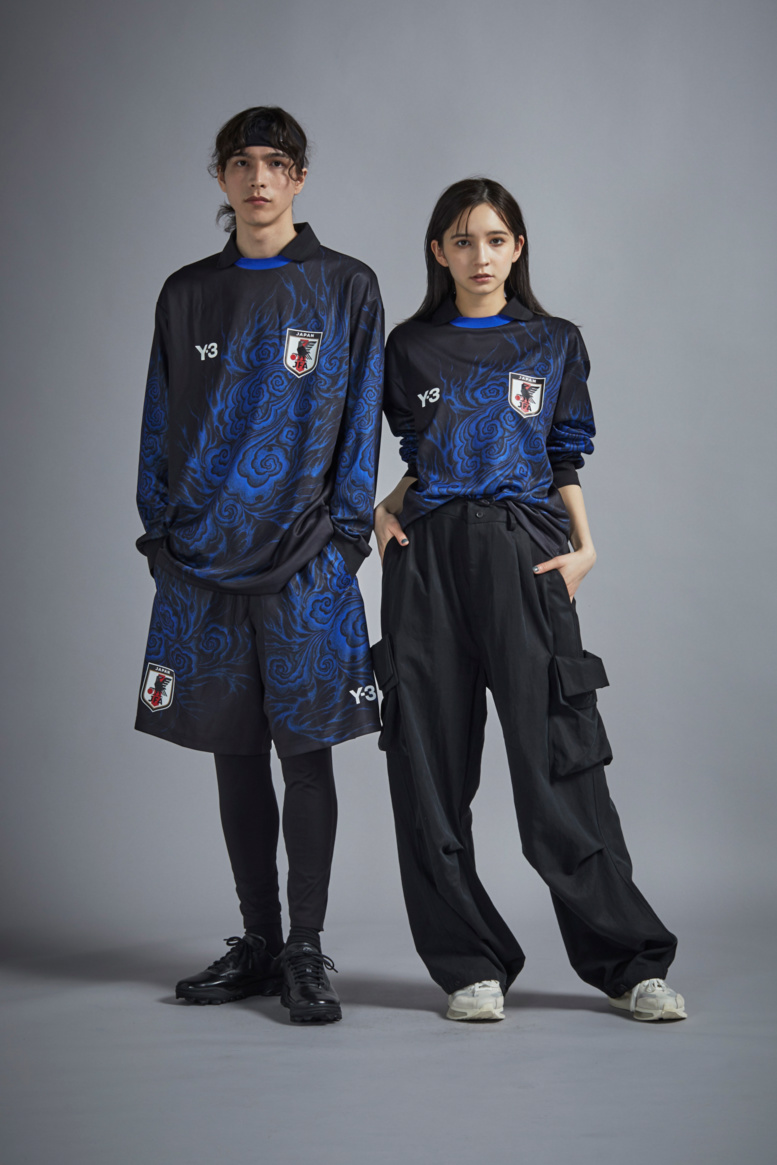 L Y-3 サッカー日本代表 CW 長袖Tシャツ ブラック×ブルー サッカー日本