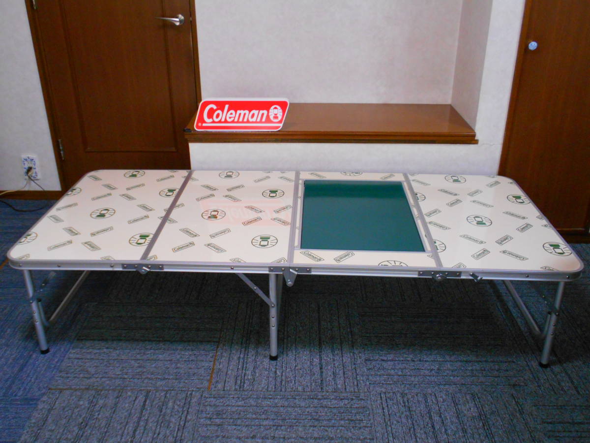 廃盤 Coleman コールマン スリム四折テーブル コールマンランタン柄