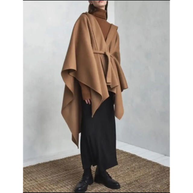 theory カシミヤ混ポンチョ 黒ケープ