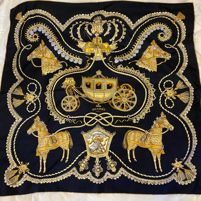 HERMES - エルメス スカーフ カレ90 希少 馬車柄 ストール の通販 by