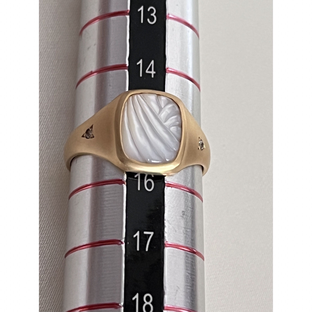 美品mederu jewelry メデルジュエリー K18白蝶貝ダイヤリングの通販 by