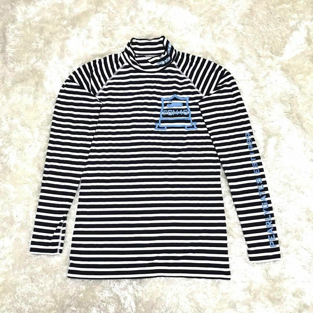 パーリーゲイツ 長袖 モックネック ウェア ネイビー ボーダー サイズ1