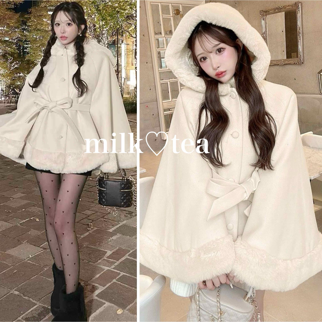 Cheri mi - 新品タグ付 アイボリー シェリミー フードファーリボン