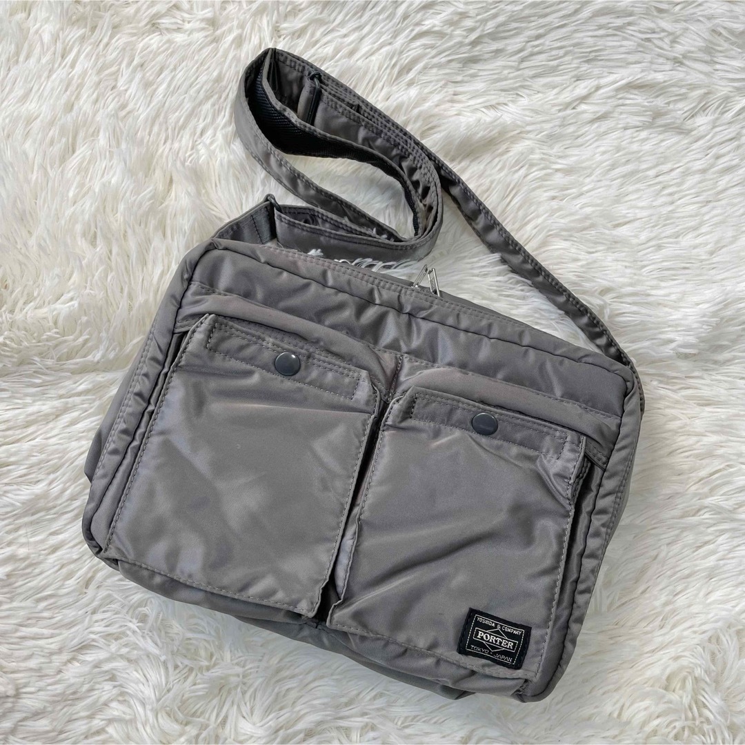 ポーター ショルダーバッグ シルバーグレー ナイロン タンカー