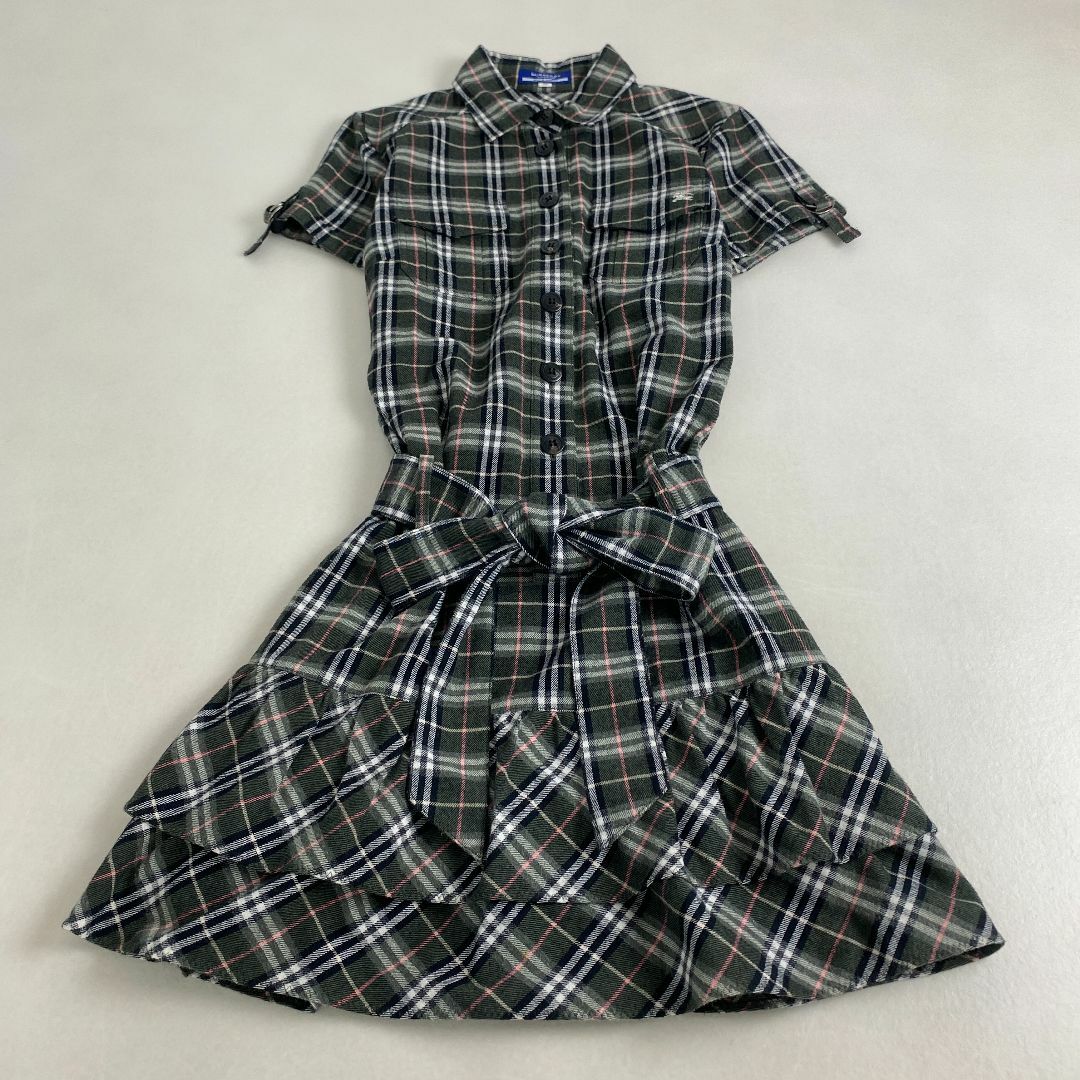 バーバリーブルーレーベル ノバチェック ジップアップワンピース 38 三