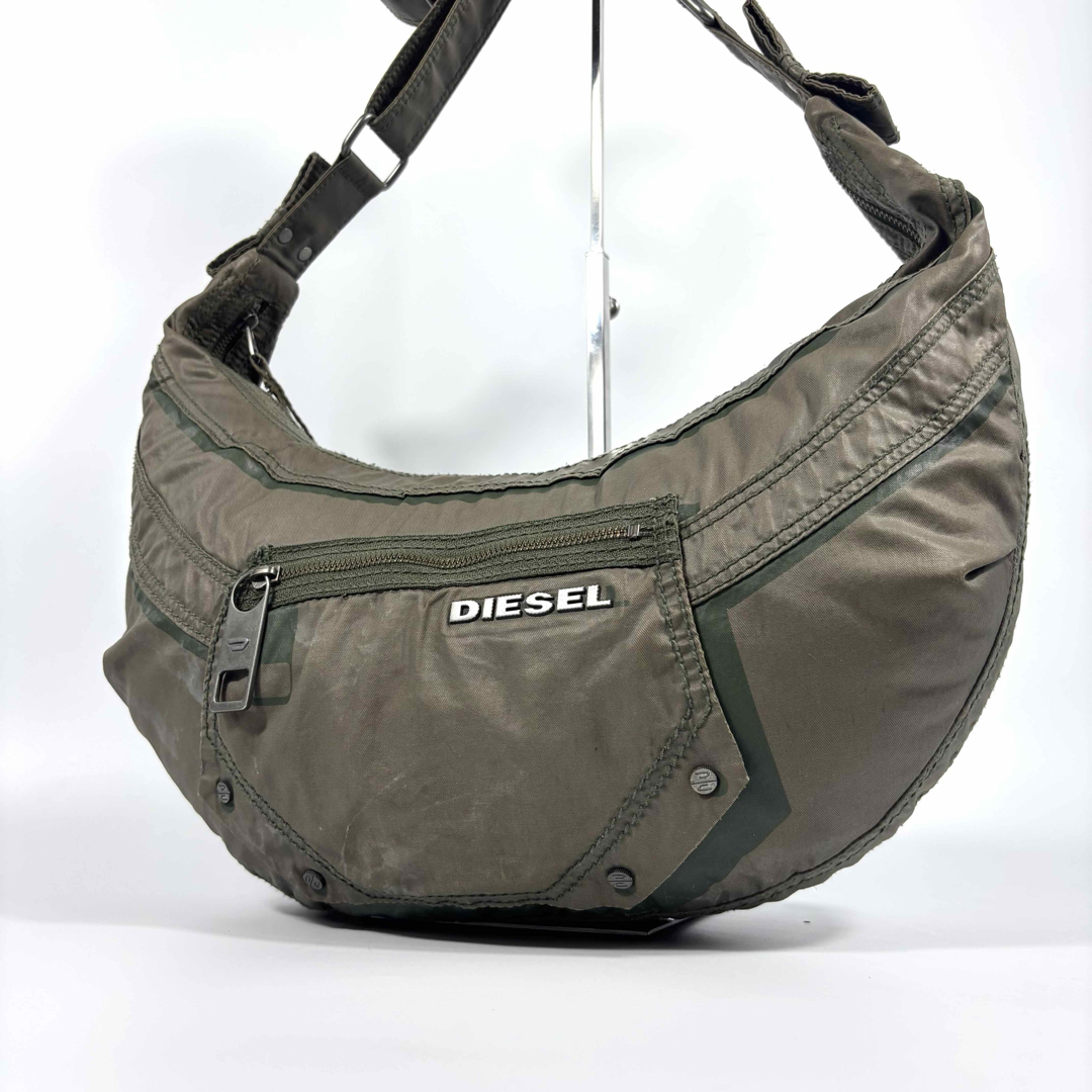 希少 00s DIESEL☆Archive ショルダーバッグ Y2K 三日月 緑 DIESEL