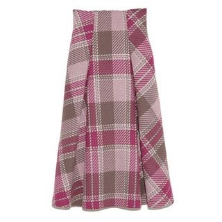 SNIDEL - スナイデル ロービングチェックヘムフレアスカート ピンク 1