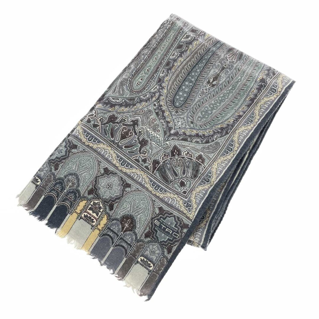 ETRO - ETRO エトロ ストール ペイズリー/ウール×シルク ネイビー ユニ