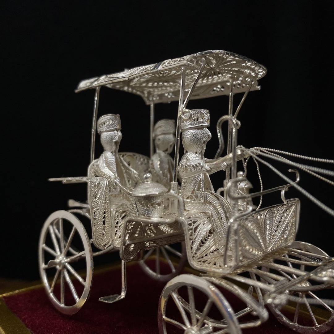 銀製 SILVER925 馬車 置物 90.0g 金属工芸 銀線細工 オブジェ