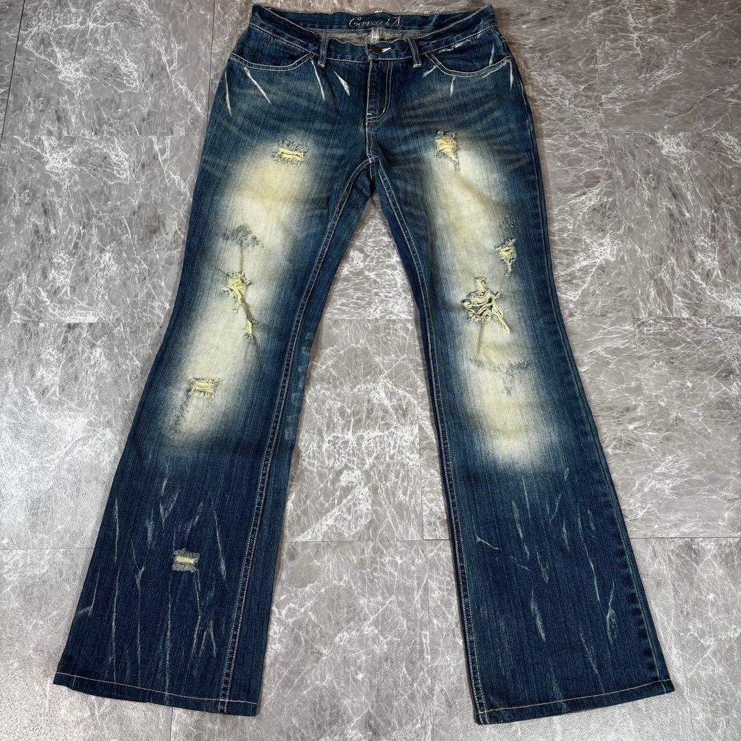 00s【archive】LOLITA/刺繍デニムパンツ/Y2K/鬼ヒゲ/鬼蜂の巣 00s