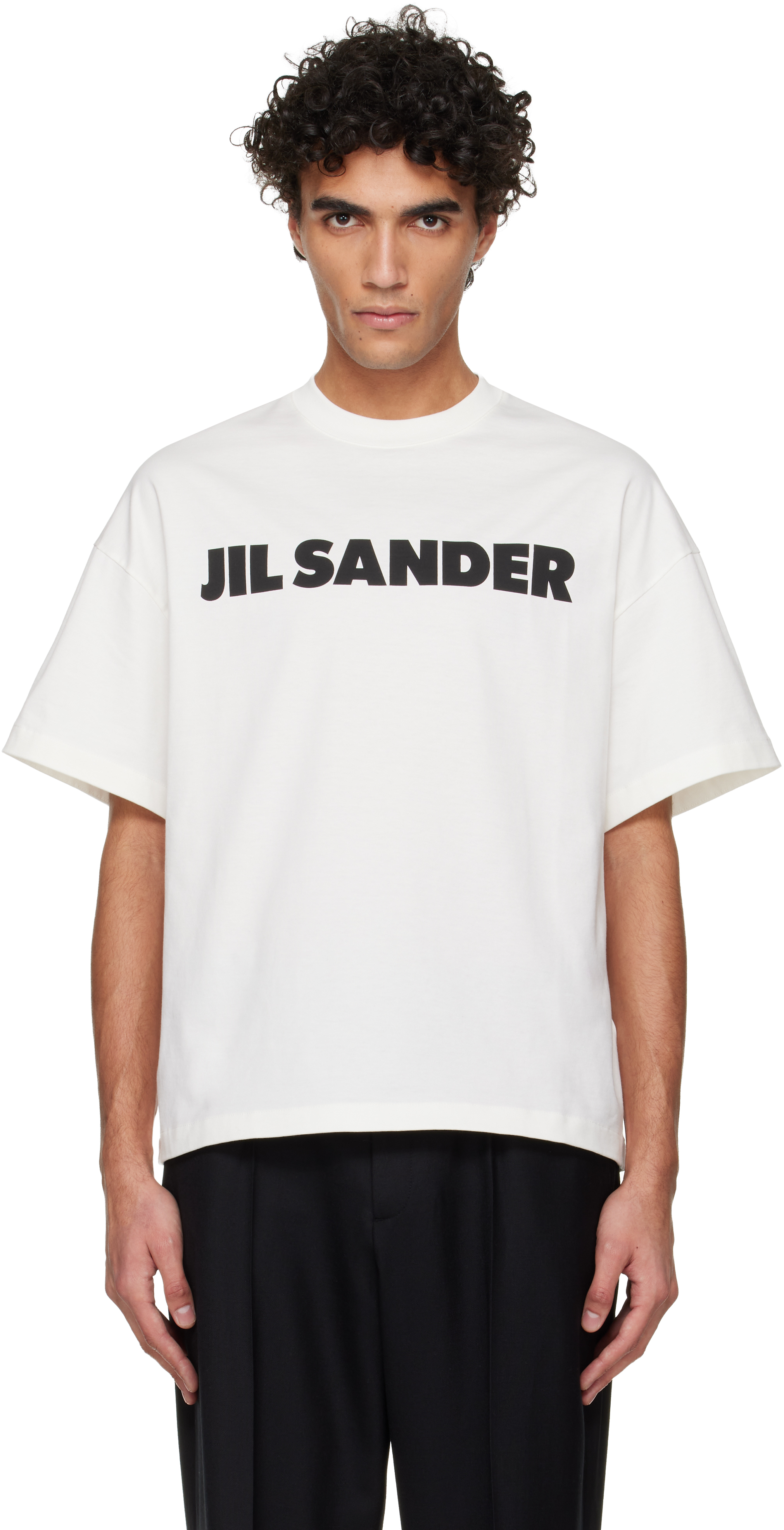 Jil Sander: ホワイト ロゴ Tシャツ | SSENSE 日本
