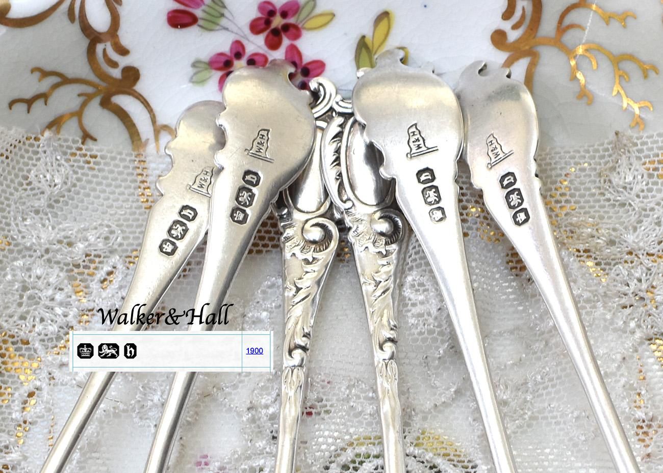◇英国アンティーク銀器【純銀】1900年 ティースプーンセット6本