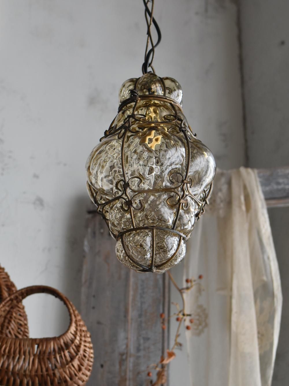 ムラーノガラスランプ.3 イタリアヴィンテージ照明 ペンダントランプ 照明