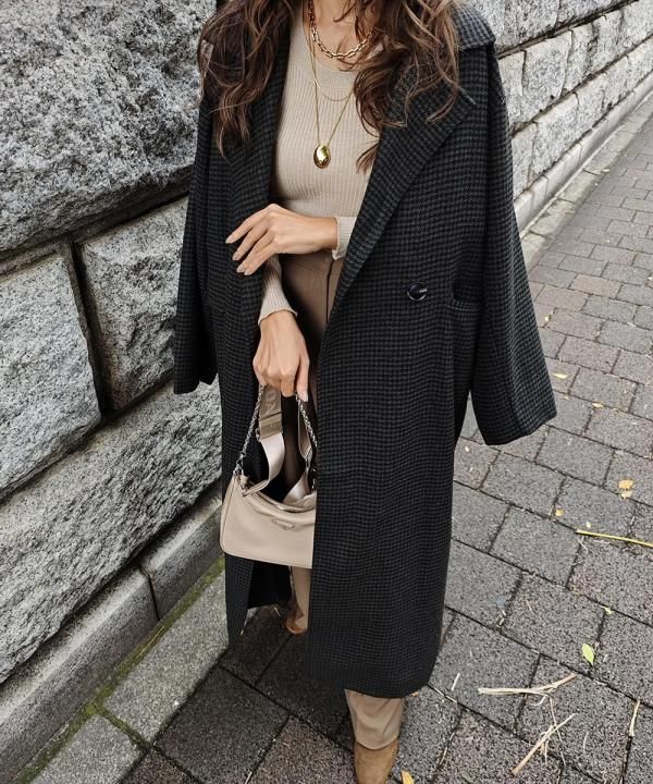 Gun club check long coat - esutoreja