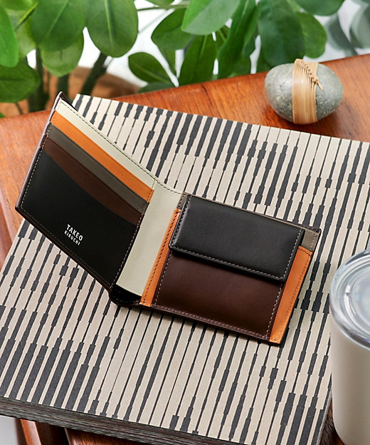 アンティーク調レザー 2つ折り財布（2002120377） | TAKEO