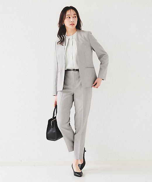 セットアップ可能】リネンライク カラーレスジャケット