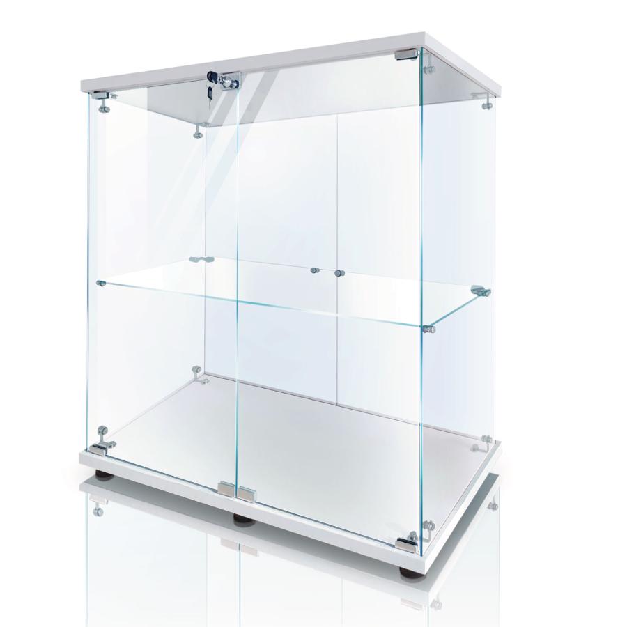 生活グッズラボ ショーケース ガラスケース 2段両扉タイプ(鍵付き) 幅