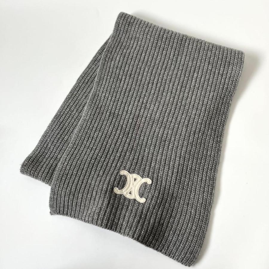 CELINE（セリーヌ） トリオンフ カシミヤ100% マフラー グレー