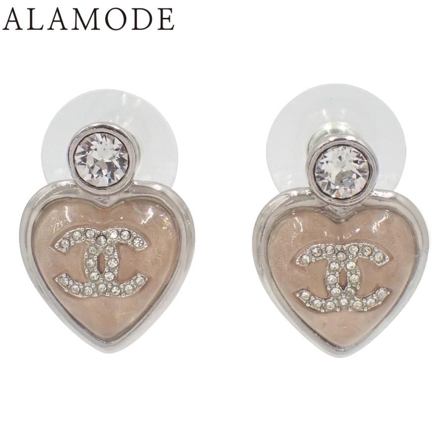 CHANEL（シャネル） ココマーク ラインストーン ハートピアス メタル