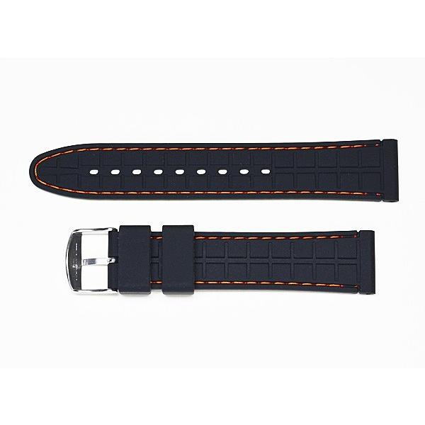 時計ベルト 黒 18mm/20mm/22mm オレンジステッチ シリコンラバー 高
