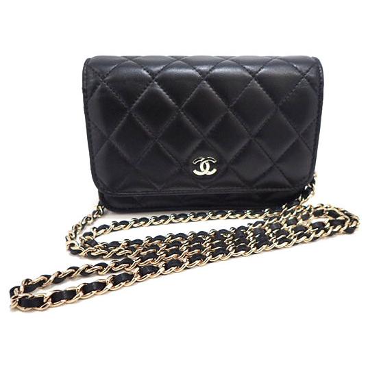 CHANEL（シャネル） ミニチェーンウォレット ラムスキン NOIR ゴールド