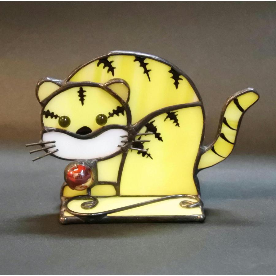 干支 寅 虎 トラ「とらくん」 ステンドグラス 置物 : ステンドグラス