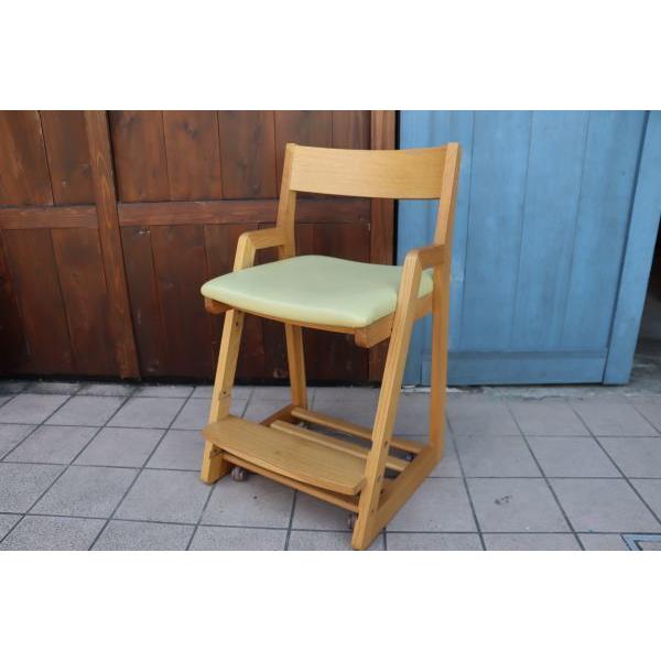 値下げ/飛騨産業 キツツキ オーク材 デスクチェア 高さ調整 学習椅子