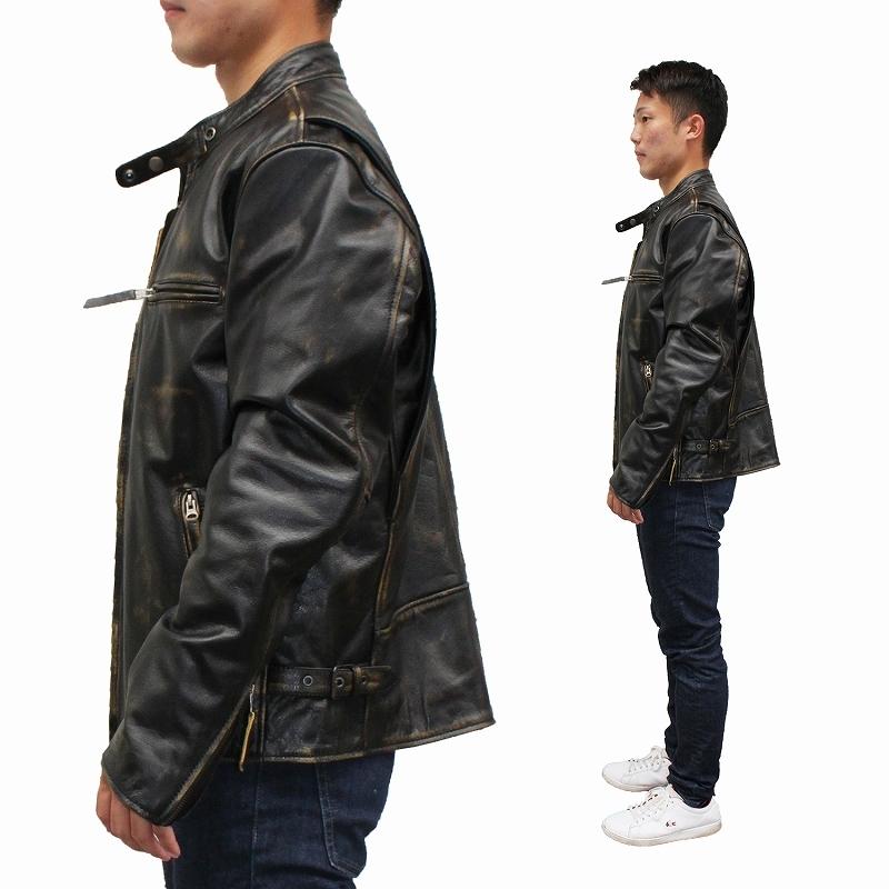 Mo-LAWS シングルライダースジャケット メンズ 革ジャン 水牛革
