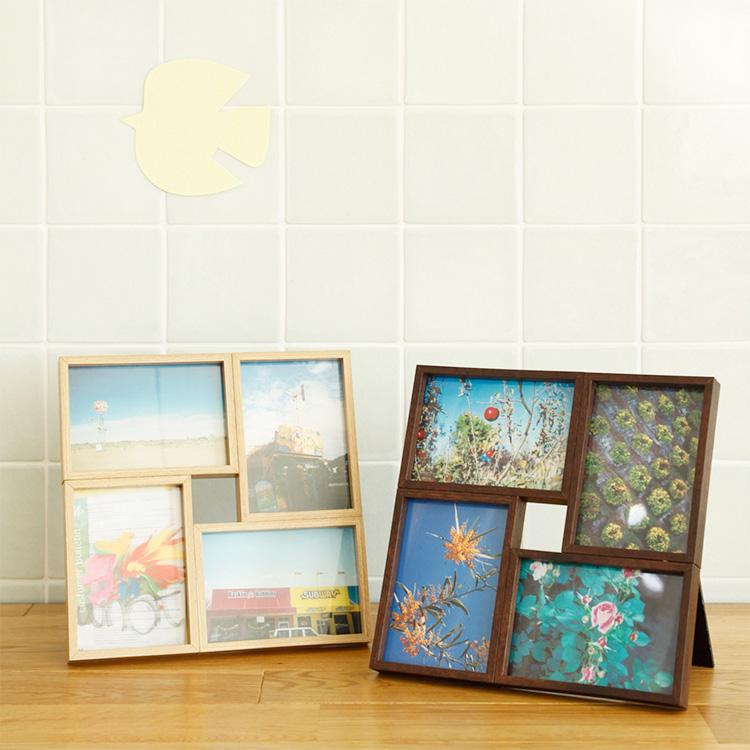 フォトフレーム 4枚 写真立て 雑貨 木製 複数 壁掛け スタンド 出産