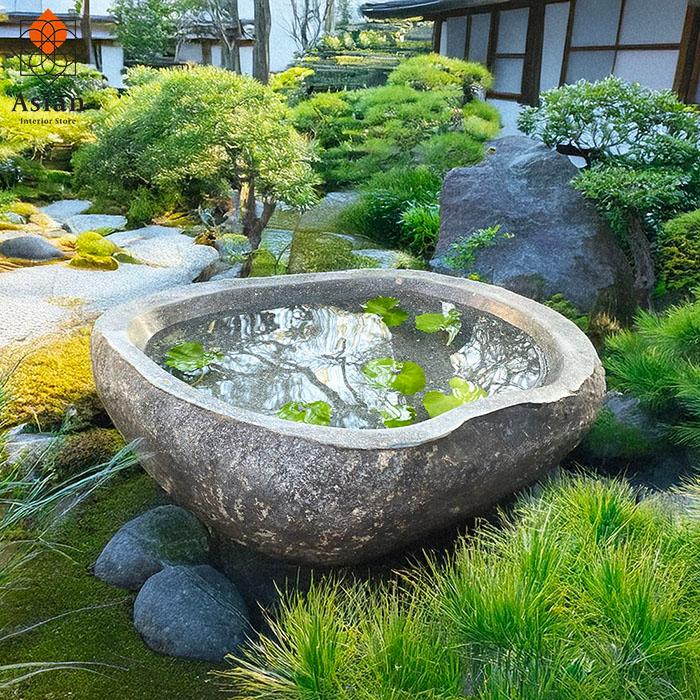 四角水鉢・向鉢・オブジェ・バードバス・庭石・ガーデニング・置物