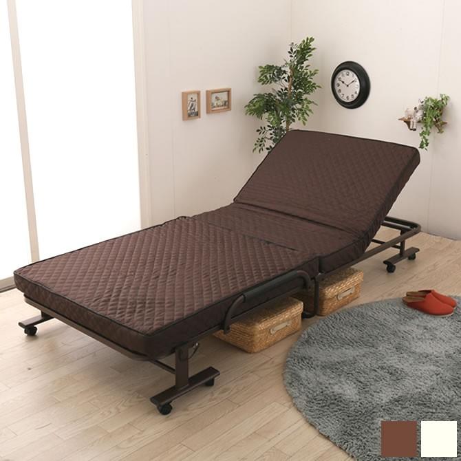 折りたたみベッド シングル 完成品 組立不要 キャスター付き