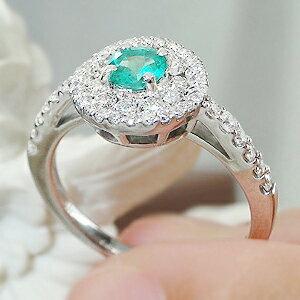 Pt900 エメラルド ダイヤモンド リング 指輪 プラチナ 取り巻き カラー