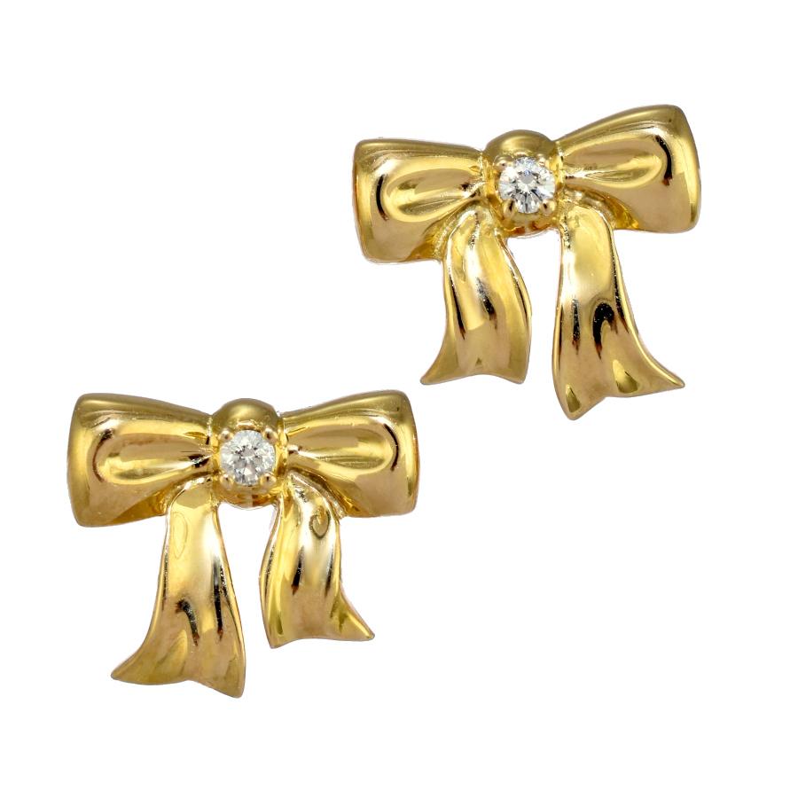 TIFFANY&Co.（ティファニー） 新品同様 ボウ リボン ピアス K18