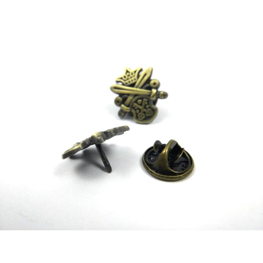 クロス 剣 西洋紋章 ピンバッジ ブロンズ 2個セット 1.5cmX1.6cm DM便