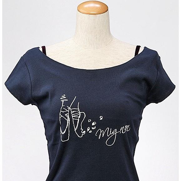 Mignon（ミニヨン） バレエ トップス 半袖 T シャツ トウシューズ柄