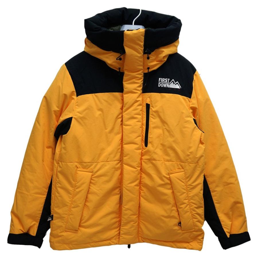 ファーストダウン FIRST DOWN パネル ダウンジャケット 黒×イエロー